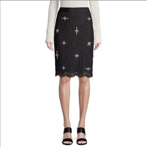 Joie Black lace classic pencil skirt
